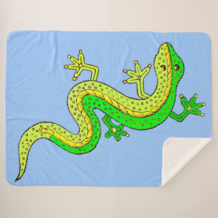 little green lizard sherpa blanket