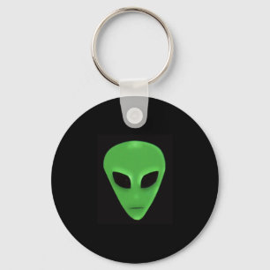 Little Green Man Alien Face Key Ring