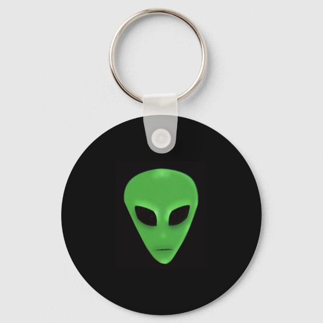 Little Green Man Alien Face Key Ring (Front)