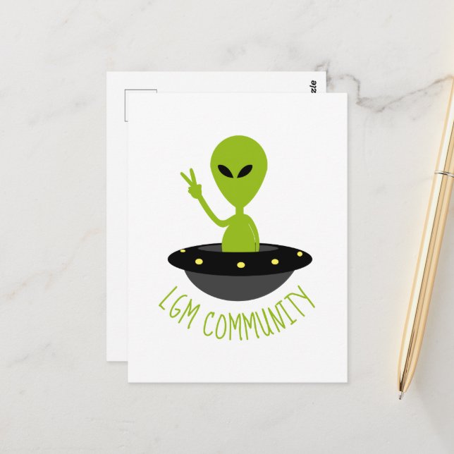 Little Green Men, LGM Community Extraterrestrial Postcard (Front/Back In Situ)