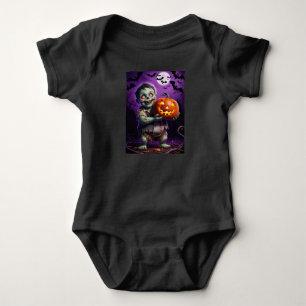 Little Green Monster & Pumpkin Friend Baby Bodysuit