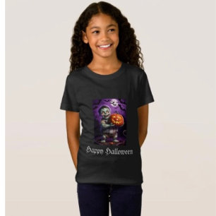 Little Green Monster & Pumpkin Friend  T-Shirt