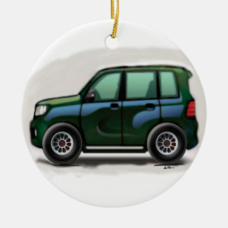 Little Green SUV Four Wheel Ceramic Tree Decoration