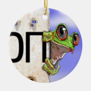 Little Green Tree Frog Ceramic Tree Decoration