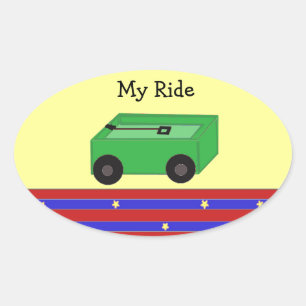 LIttle Green Wagon Oval Sticker