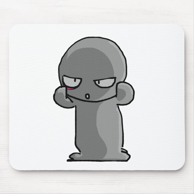 Little Grey Baby wry face Mouse Mat (Front)
