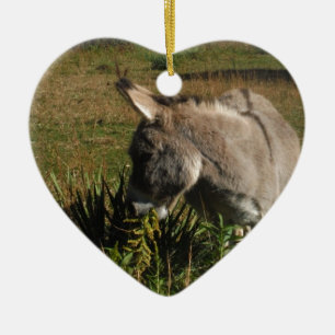 Little grey Donkey w / wildflowers Ceramic Tree Decoration