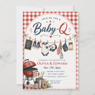 Little Griller Watercolor BB Baby Shower Invitation