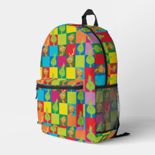 Little Grinch Colourful Colour Block Pattern Printed Backpack
