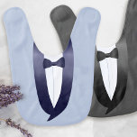 Little Groomsman Ring Bearer Tuxedo Wedding Bib<br><div class="desc">A double sided bib which could be your "something blue" for your little one. On one side - a pale blue tux jacket - and on the other - more a traditional black wedding jacket. Suitable for every day special events (like your cooking!)</div>