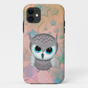 Little Grumpy Horned Owl Illustration iPhone 11 Case