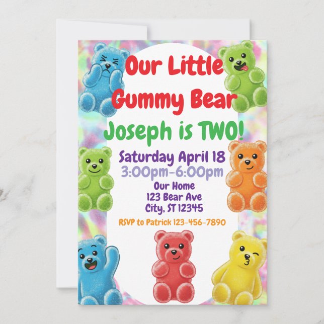 Little Gummy Bear Birthday  Invitation (Front)