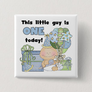 Little Guy is One Tshirts and Gifts 15 Cm Square Badge