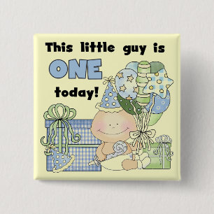Little Guy is One Tshirts and Gifts 15 Cm Square Badge