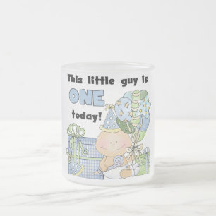 Little Guy is One Tshirts and Gifts Frosted Glass Coffee Mug