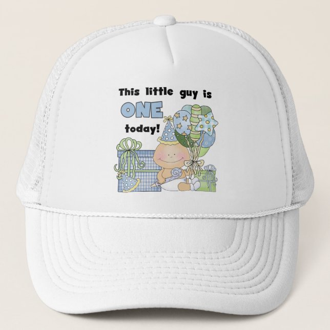Little Guy is One Tshirts and Gifts Trucker Hat (Front)
