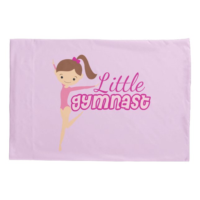 Little Gymnast Cute Pink Gymnastics Girl Pillowcase (Back)