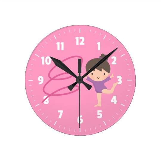 Little Gymnast Girl Gymnastics Room Decor Round Clock Zazzle Co Uk