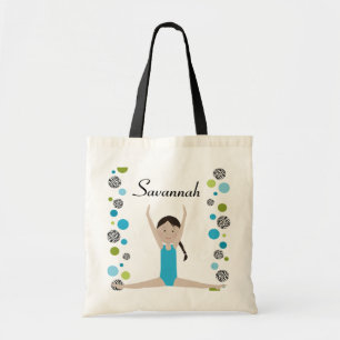 Little Gymnast in Aqua and Green Tote Bag