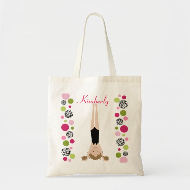Little Gymnast in Pink and Green Tote Bag (Front)