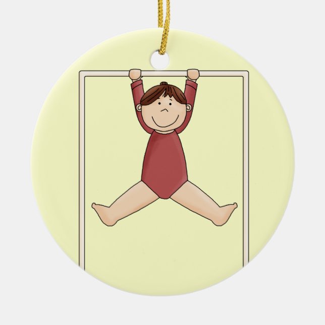 Little Gymnast on High Bar Ceramic Tree Decoration (Front)