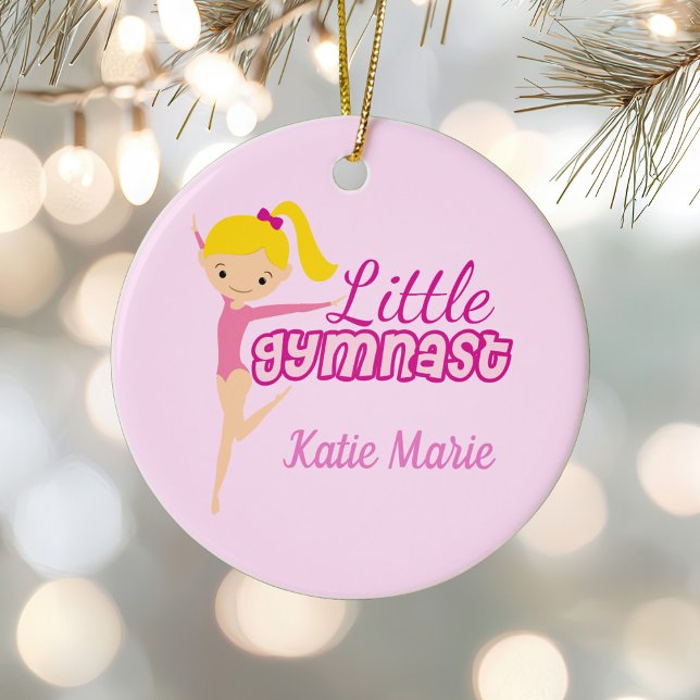 Little Gymnast Pretty Pink Blonde Kids Christmas Ceramic Tree Decoration (Creator Uploaded)