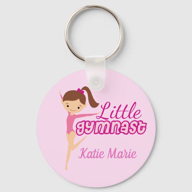 Little Gymnast Pretty Pink Custom Kids Gymnastics Key Ring (Front)