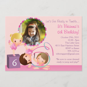 Little Gymnasts - Gymnastics Birthday Invitation