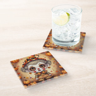 Little Halloween Clown 2 Glass Coaster