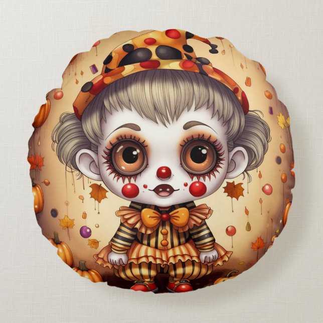 Little Halloween Clown 2 Round Cushion (Front)