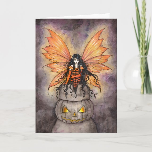 LIttle Halloween Fairy Fantasy Gothic Art Card (Front)