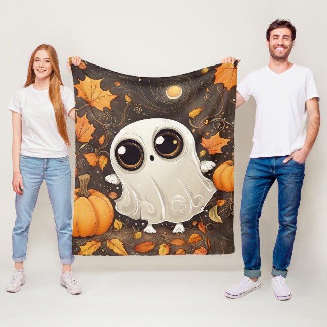 Little Halloween Ghost  Fleece Blanket (In Situ)