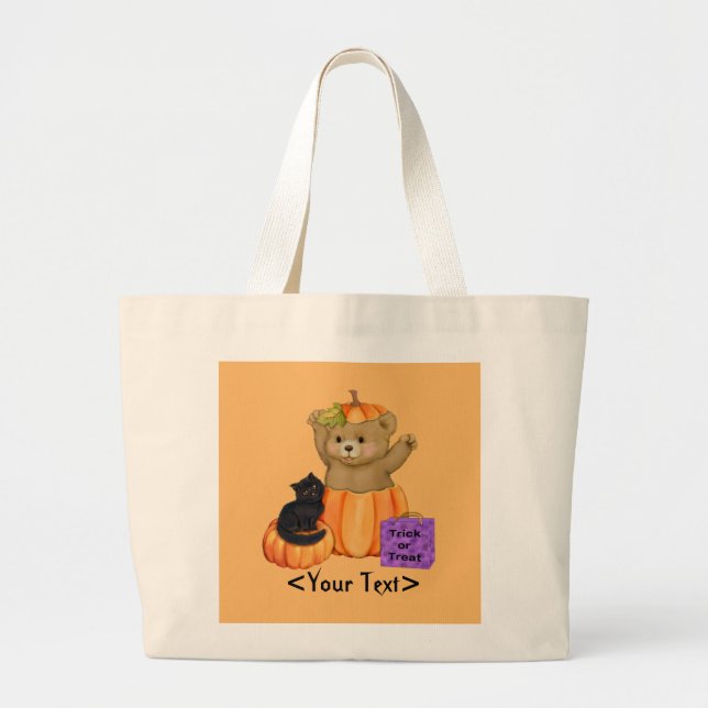 Little Halloween Teddy Large Tote Bag (Front)