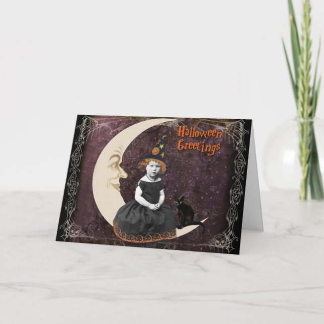 Little  Halloween Witch  Greetings Card (Front)