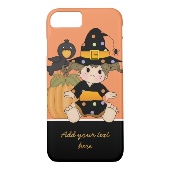 Little Halloween witch with orange black dress Case-Mate iPhone Case (Back)