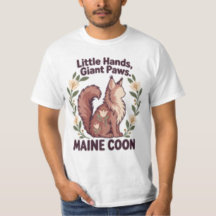 Little Hands Giant Paws Floral Maine Coon Art T-Shirt