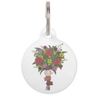 Little Hands School Teacher Floral Flower Bouquet Pet Tag