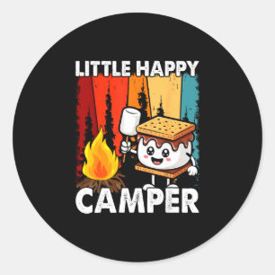 Little happy camper funny boy girl toddler smore classic round sticker