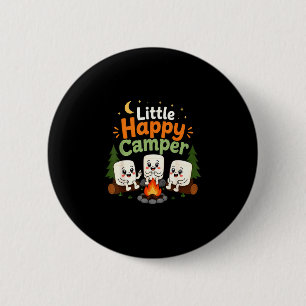 Little happy camper kids camping marshmallow squad 6 cm round badge