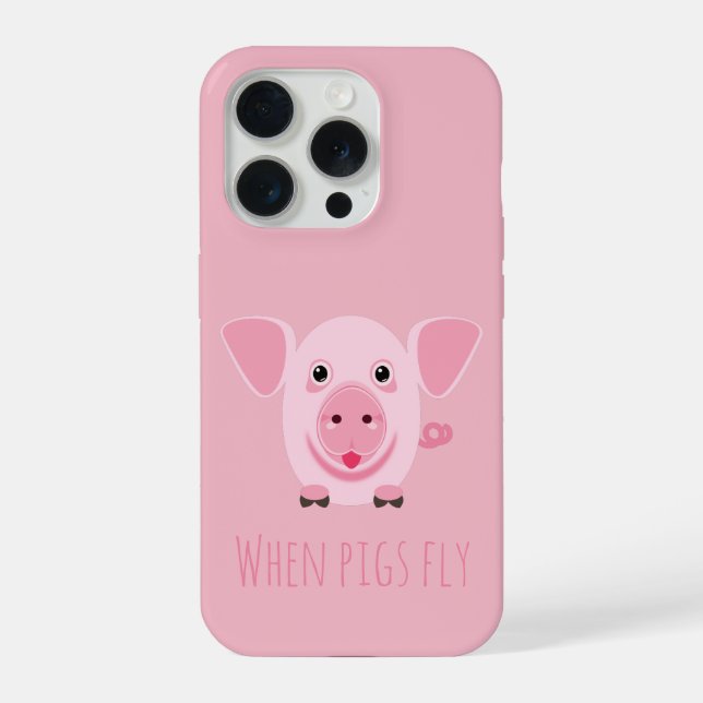 Little happy cute pink pig iPhone case (Back)