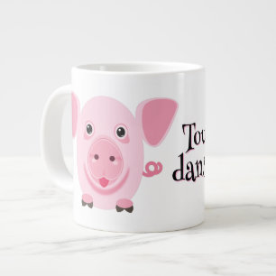 Little happy cute pink pig large coffee mug