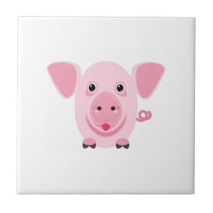 Little happy cute pink pig tile