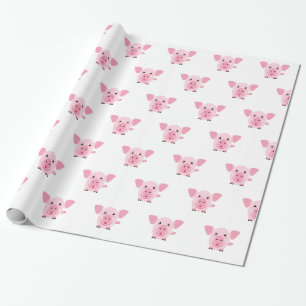 Little happy cute pink pig wrapping paper
