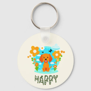 Little happy dog key ring