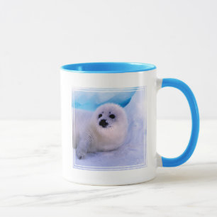 Little Harp Seal Pup Covered in Snowflakes Mug