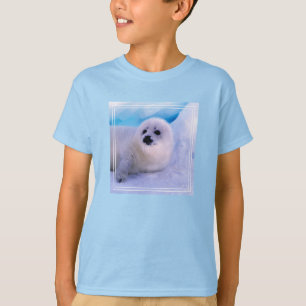 Little Harp Seal Pup Covered in Snowflakes T-Shirt