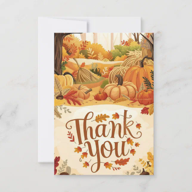 Little Harvest Autumn Fall Thank You Card | Zazzle