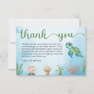 Little Hatchling Sea Turtle Baby Shower Thank You Card
