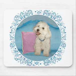 Little Havanese on Turquoise Sofa Mouse Mat