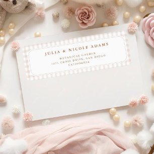 Little Heart Brown Gingham Teddy Bear Baby Shower